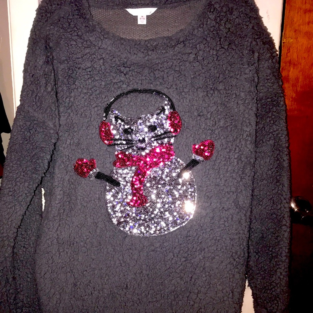 sweatshirt with a christmas cat on it